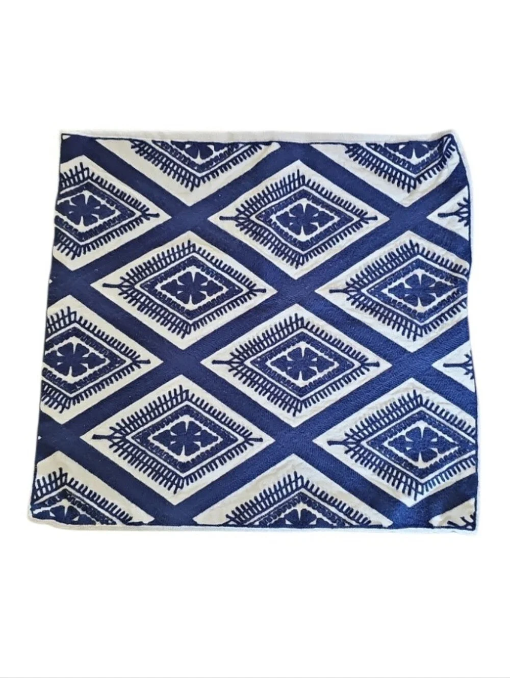 Slow Cow Organic Cotton Pillow Covers Set of 2 Blue White Coastal Boho 17x17